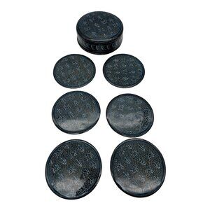 Handcrafted Black Lacquerware Six Drink Coasters & Storage Box Set 4"